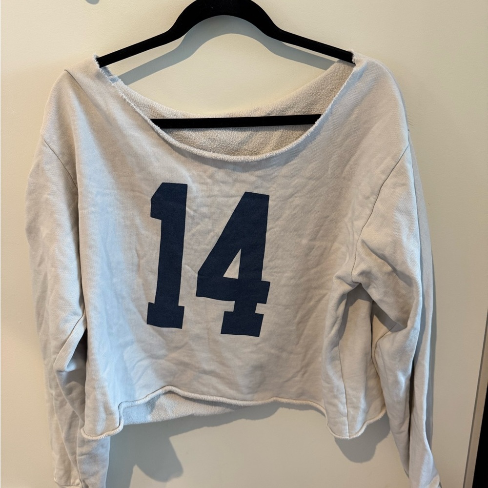 Brandy Melville Gray Sweatshirt with Navy Print